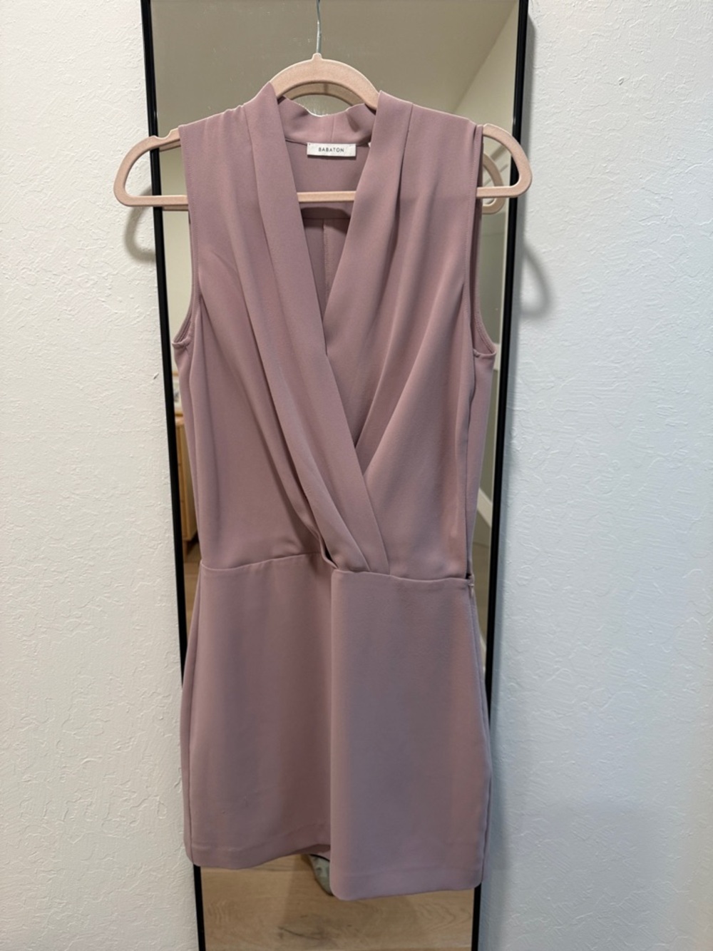 Aritzia Mauve Sleeveless Faux-Wrap Mini Dress